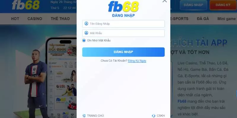 Bạn có thể đăng nhập Fb68 bằng máy tính hoặc điện thoại
